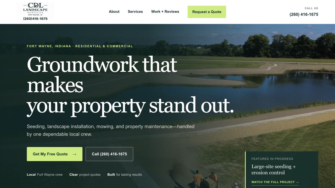 The live CDL Landscape Services homepage designed and built by ClientSpan Digital